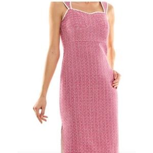 Nicole Miller Textured Pink and White Midi Dress
